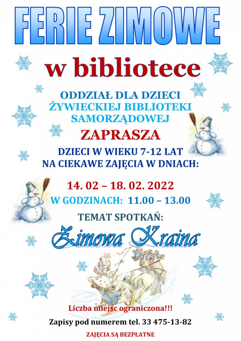 Ferie zimowe w Bibliotece !!!