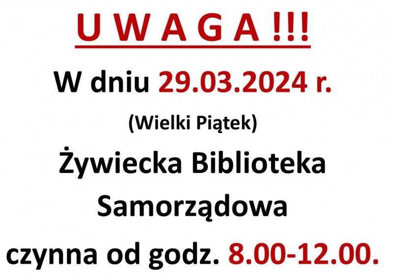 Otwarcie Biblioteki w okresie przedświątecznym