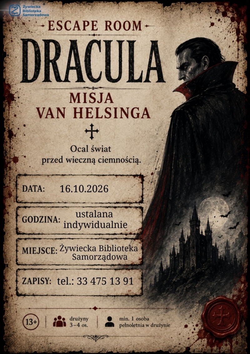 Dracula - Misja Van Helsinga, czyli literacki escape room w Bibliotece!